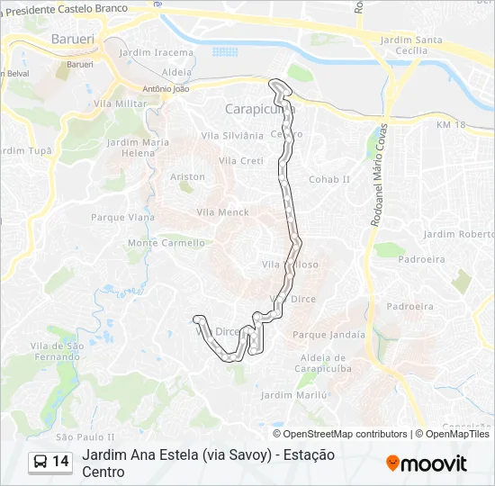 14 Bus Line Map