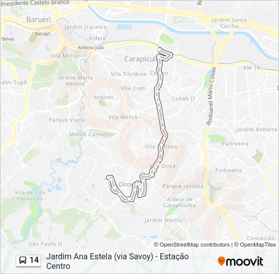 14 Bus Line Map