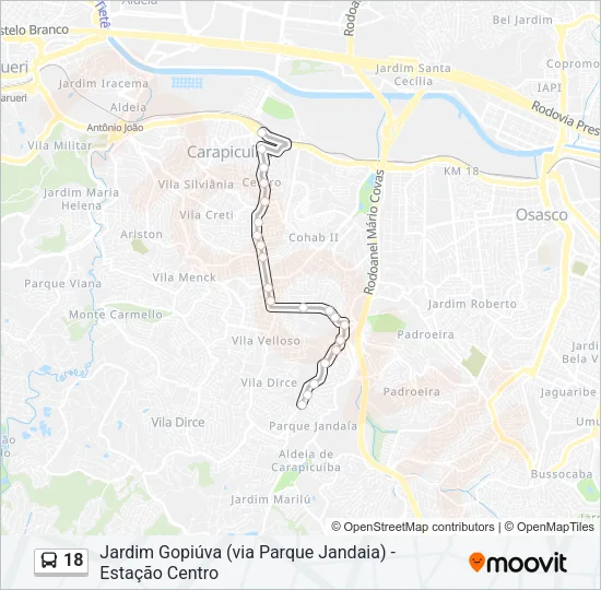18 Bus Line Map