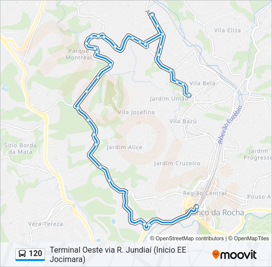 Mapa da linha 120 de ônibus