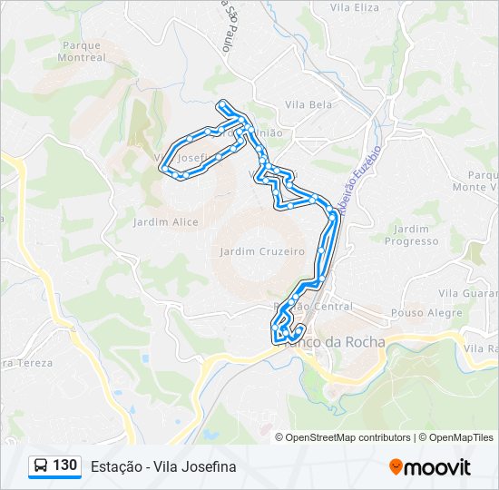 Mapa da linha 130 de ônibus