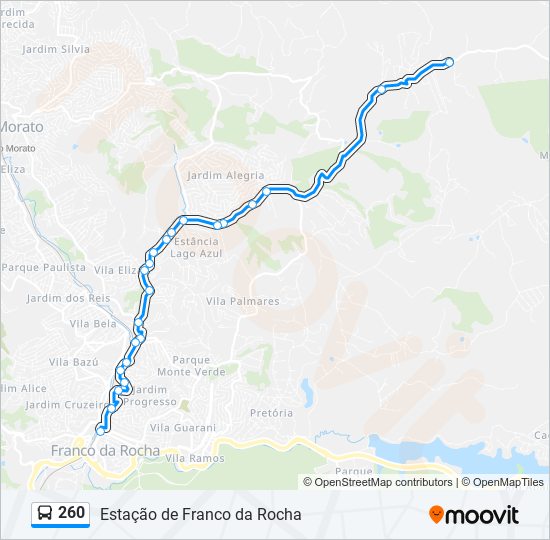 Mapa da linha 260 de ônibus