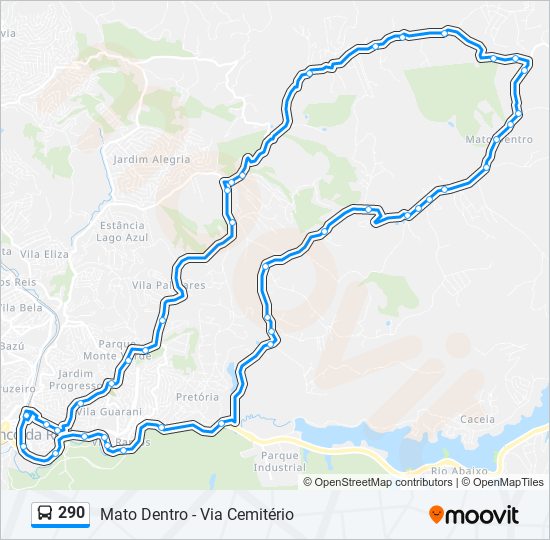 Mapa da linha 290 de ônibus