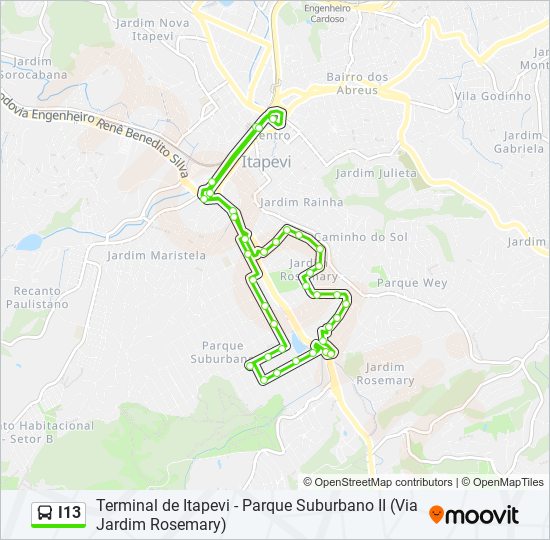 Mapa de I13 de autobús