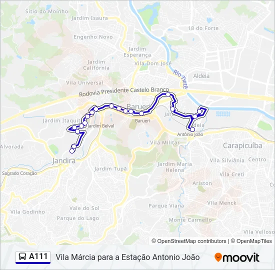 A111 Bus Line Map