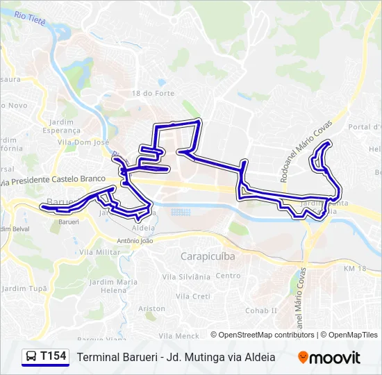 T154 Bus Line Map