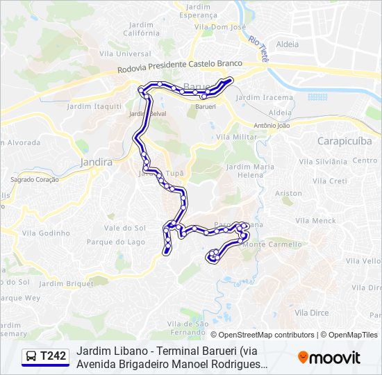 T242 bus Line Map