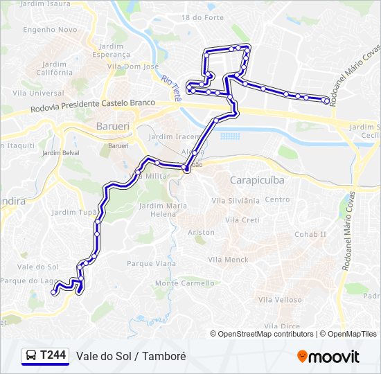 Mapa de T244 de autobús