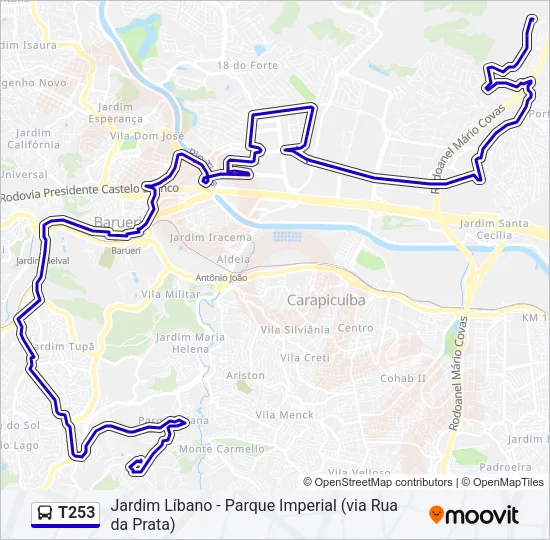 T253 Bus Line Map