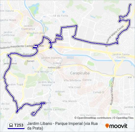 T253 Bus Line Map