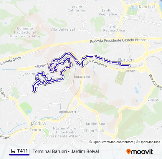 T411 Bus Line Map