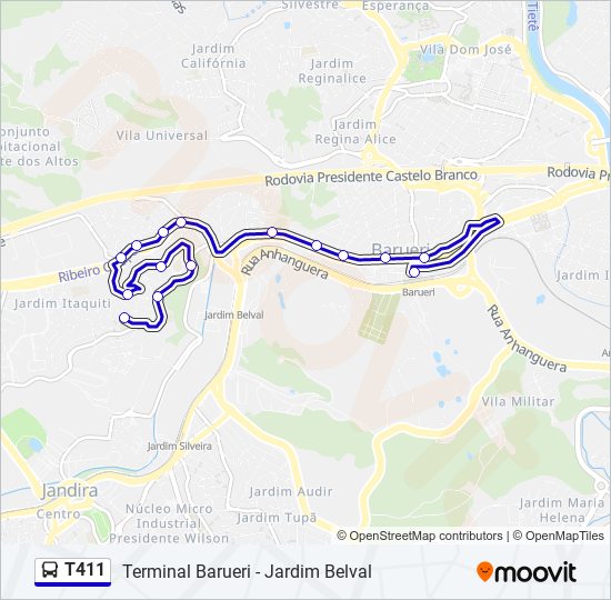 Mapa de T411 de autobús