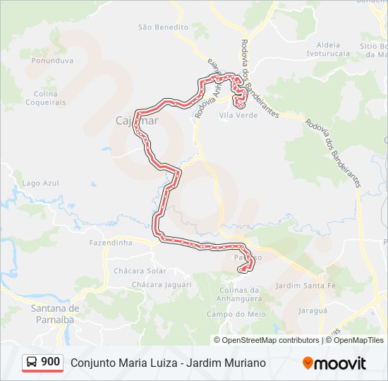 Mapa da linha 900 de ônibus