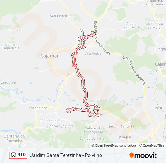 Mapa de 910 de autobús