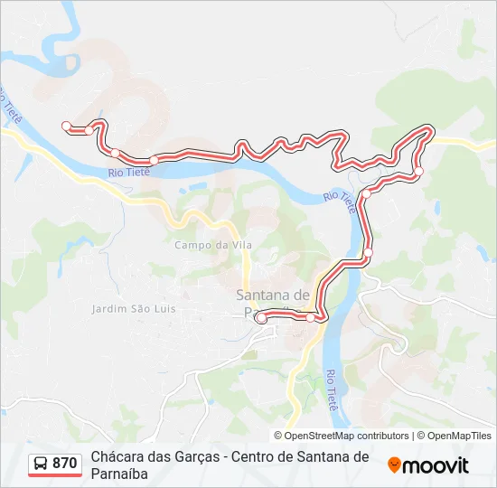 870 Bus Line Map