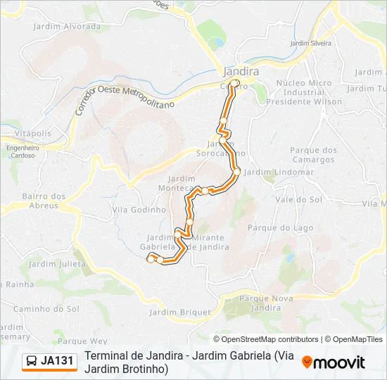 JA131 Bus Line Map