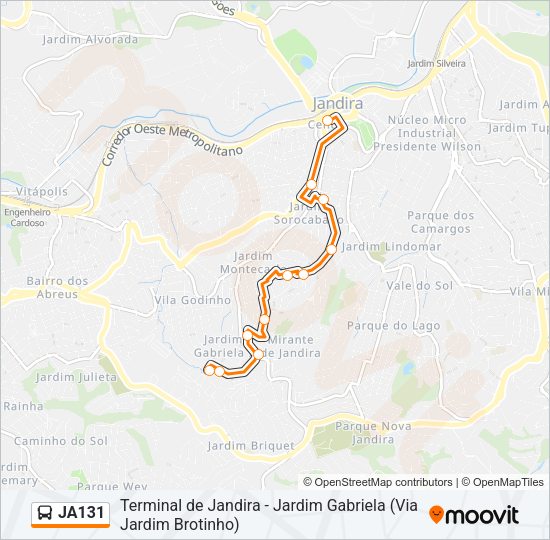 JA131 Bus Line Map