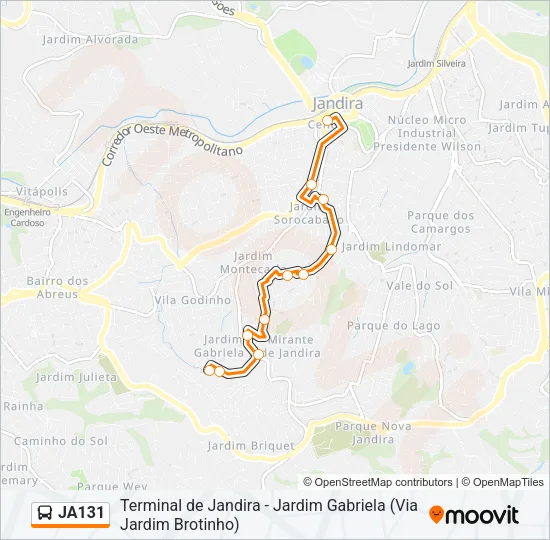 JA131 Bus Line Map
