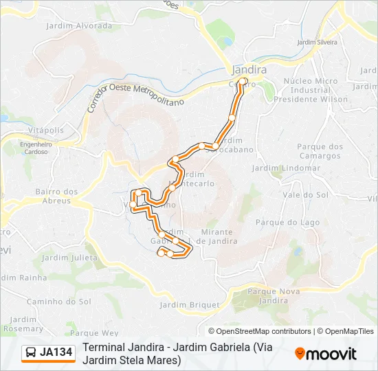 JA134 Bus Line Map