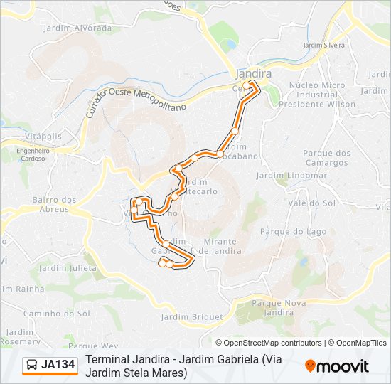 JA134 Bus Line Map