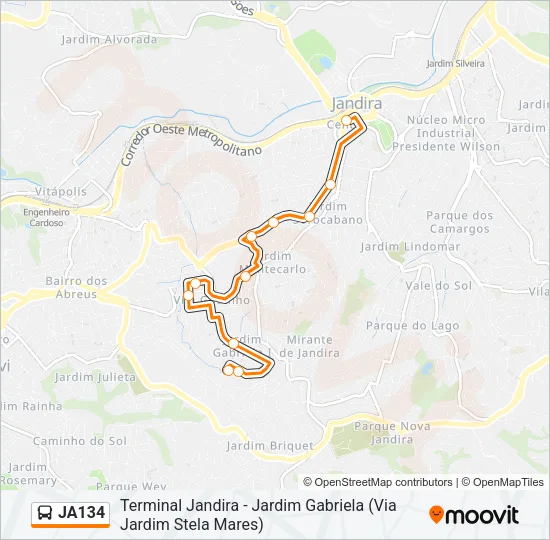 JA134 Bus Line Map