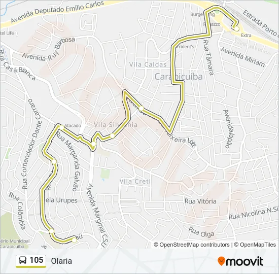 105 Bus Line Map