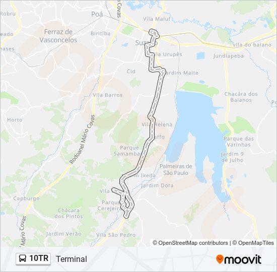 Mapa da linha 10TR de ônibus