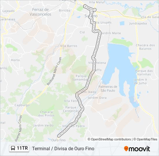 Mapa da linha 11TR de ônibus
