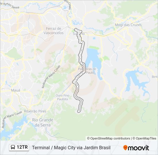 Mapa da linha 12TR de ônibus