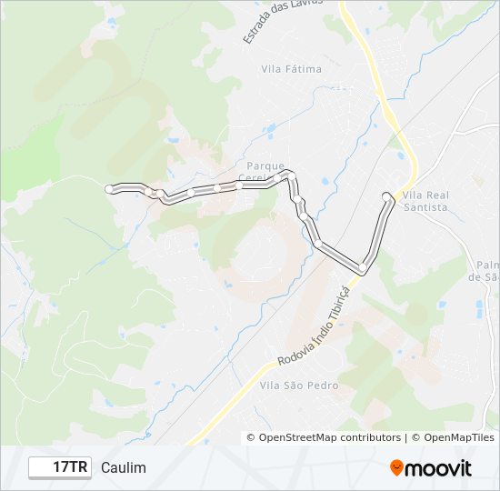 Mapa da linha 17TR de ônibus