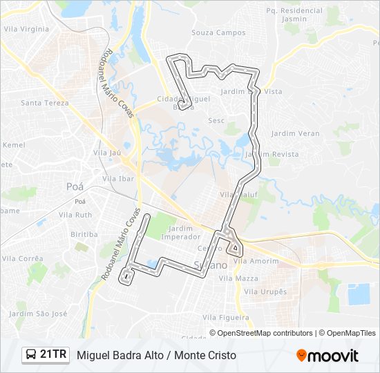 Mapa de 21TR de autobús