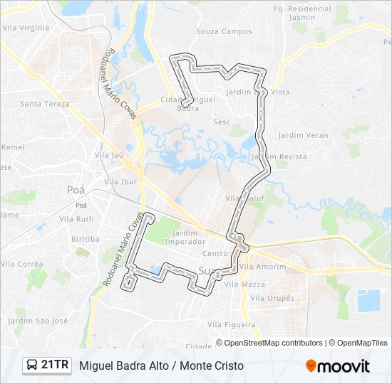 Mapa de 21TR de autobús