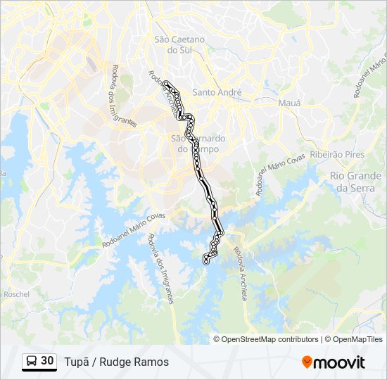 Mapa da linha 30 de ônibus