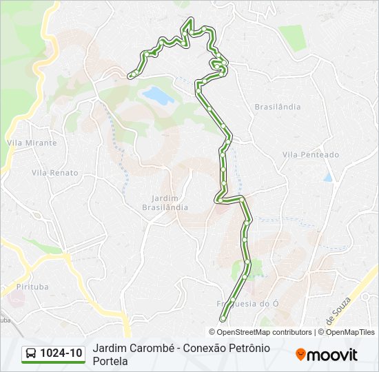 Mapa da linha 1024-10 de ônibus