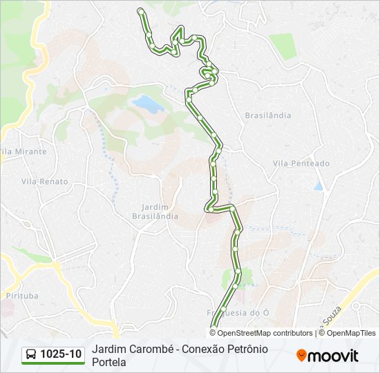 Mapa de 1025-10 de ônibus