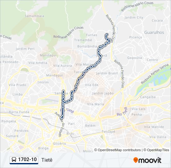 Mapa de 1702-10 de autobús