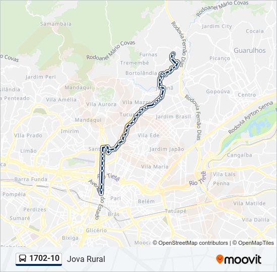 Mapa de 1702-10 de autobús