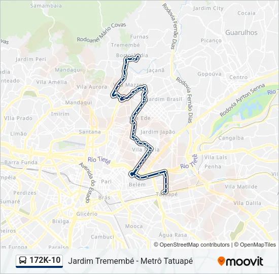 172K-10 Bus Line Map