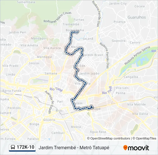 172K-10 Bus Line Map