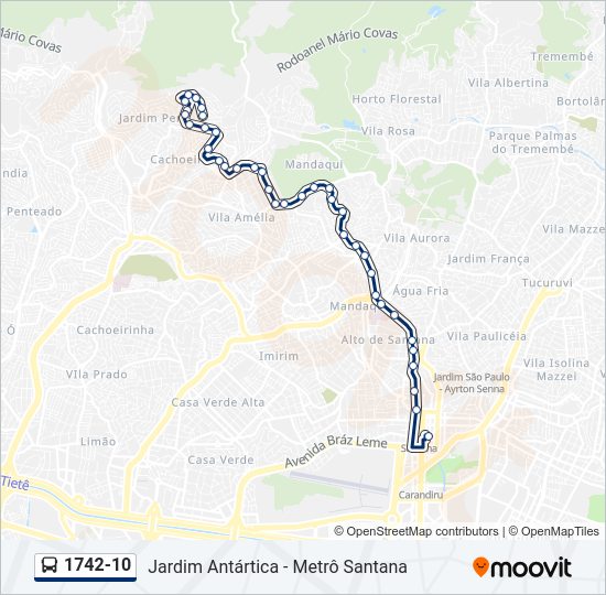 Mapa da linha 1742-10 de ônibus