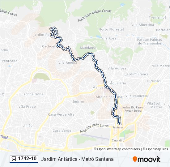 Mapa da linha 1742-10 de ônibus