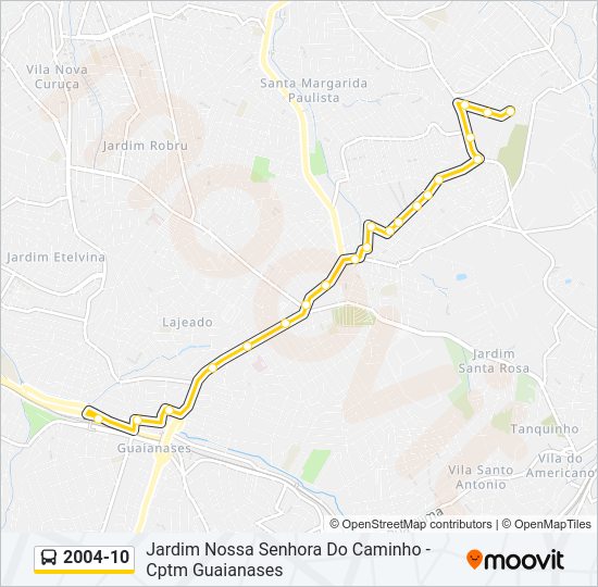 Mapa da linha 2004-10 de ônibus