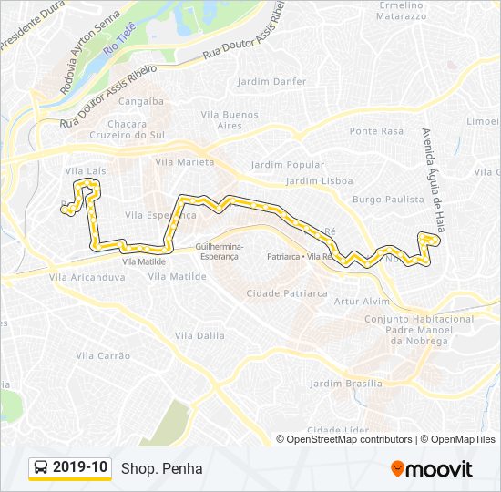 Mapa da linha 2019-10 de ônibus