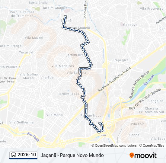 Mapa da linha 2026-10 de ônibus