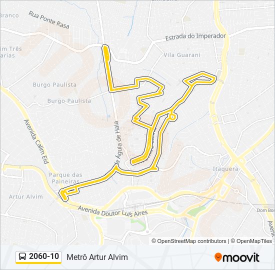 Mapa da linha 2060-10 de ônibus