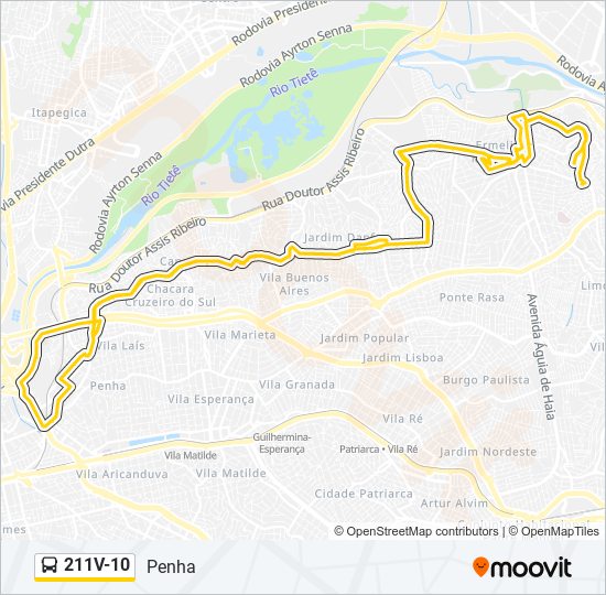 Mapa de 211V-10 de autobús