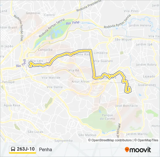 263J-10 Bus Line Map
