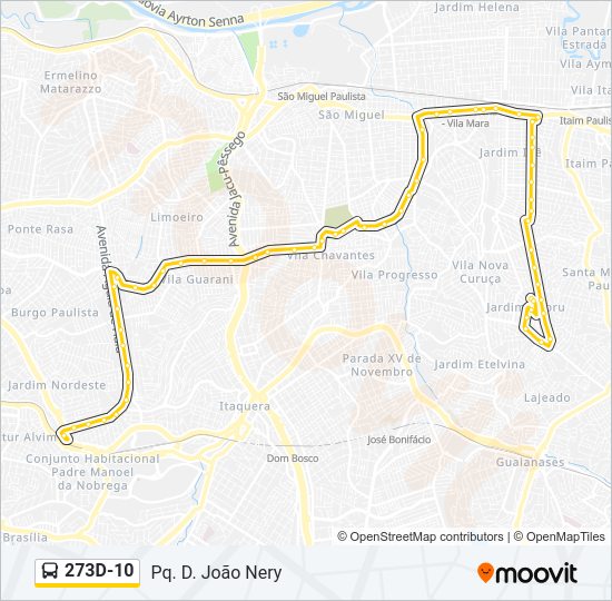 Mapa da linha 273D-10 de ônibus