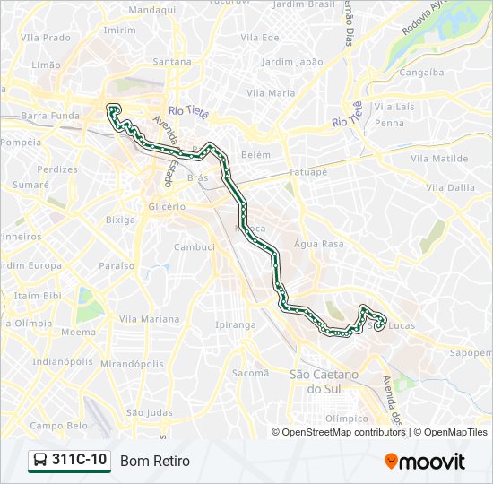 Mapa da linha 311C-10 de ônibus