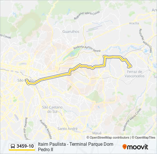 Mapa da linha 3459-10 de ônibus